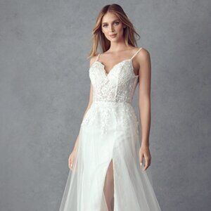 NEW FLOOR LENGTH OFF THE SHOULDER SLEEVELESS DRESS EMBROIDERED WITH LACE JT 249
